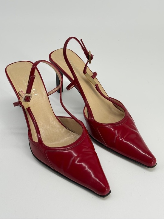 Gucci Shoes - Gucci Patent Leather Slingback Pumps Red Size 7.5